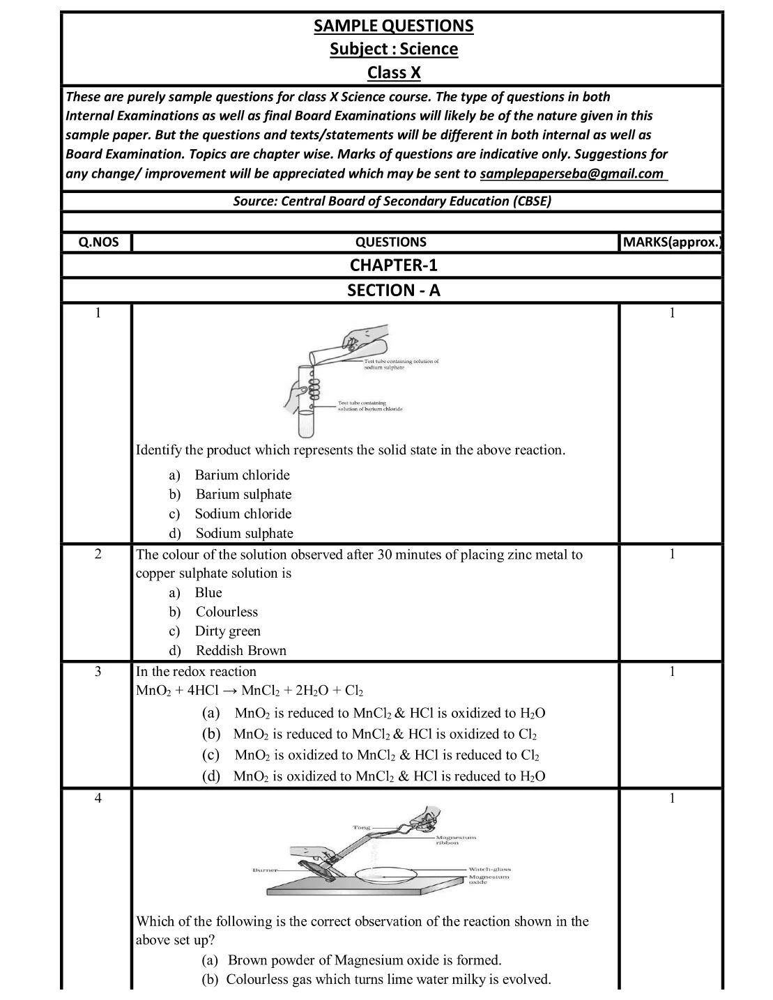 SEBA HSLC Class 10 Science Sample Question Paper 2026