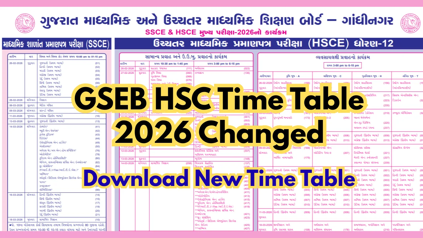 GSEB HSC Time Table 2026 – Download Revised Schedule for Science, General & Vocational