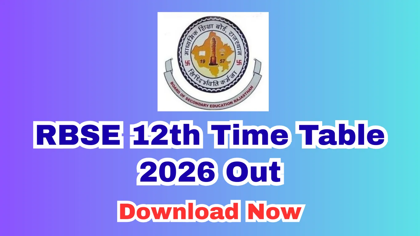 RBSE 12th Time Table 2026 (Out): Download Rajasthan Board Class 12 Exam Date Sheet @ rajeduboard.rajasthan.gov.in