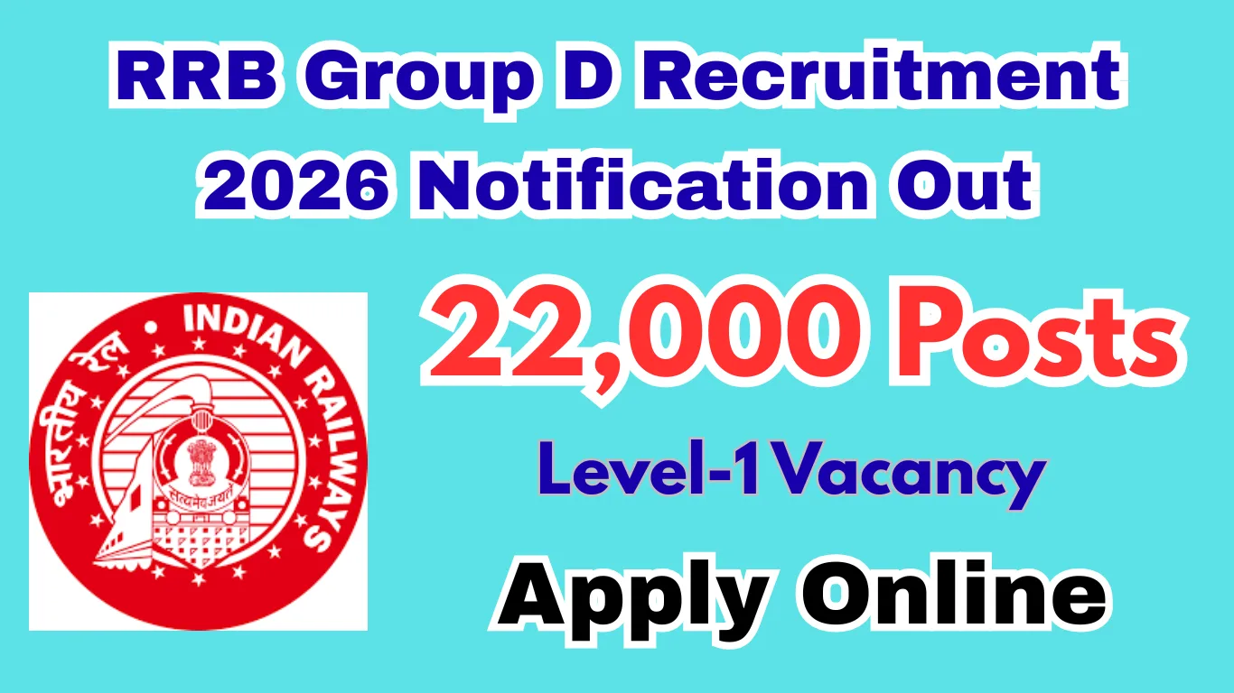 RRB Group D Recruitment 2026: 22,000 Level-1 Vacancy | Apply Online from 20 Jan