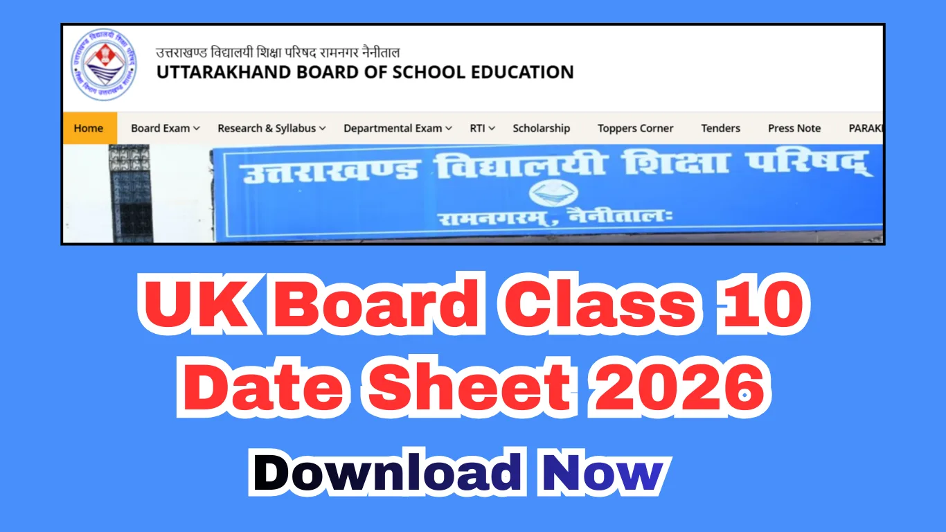 UK Board UBSE Class 10 Date Sheet 2026 - Download PDF Here